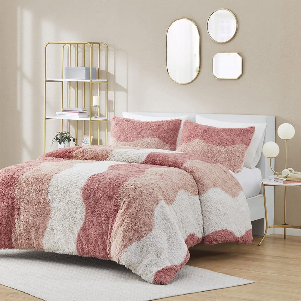 Cassie Ombre Shaggy Faux Fur Comforter Set - Full/Queen