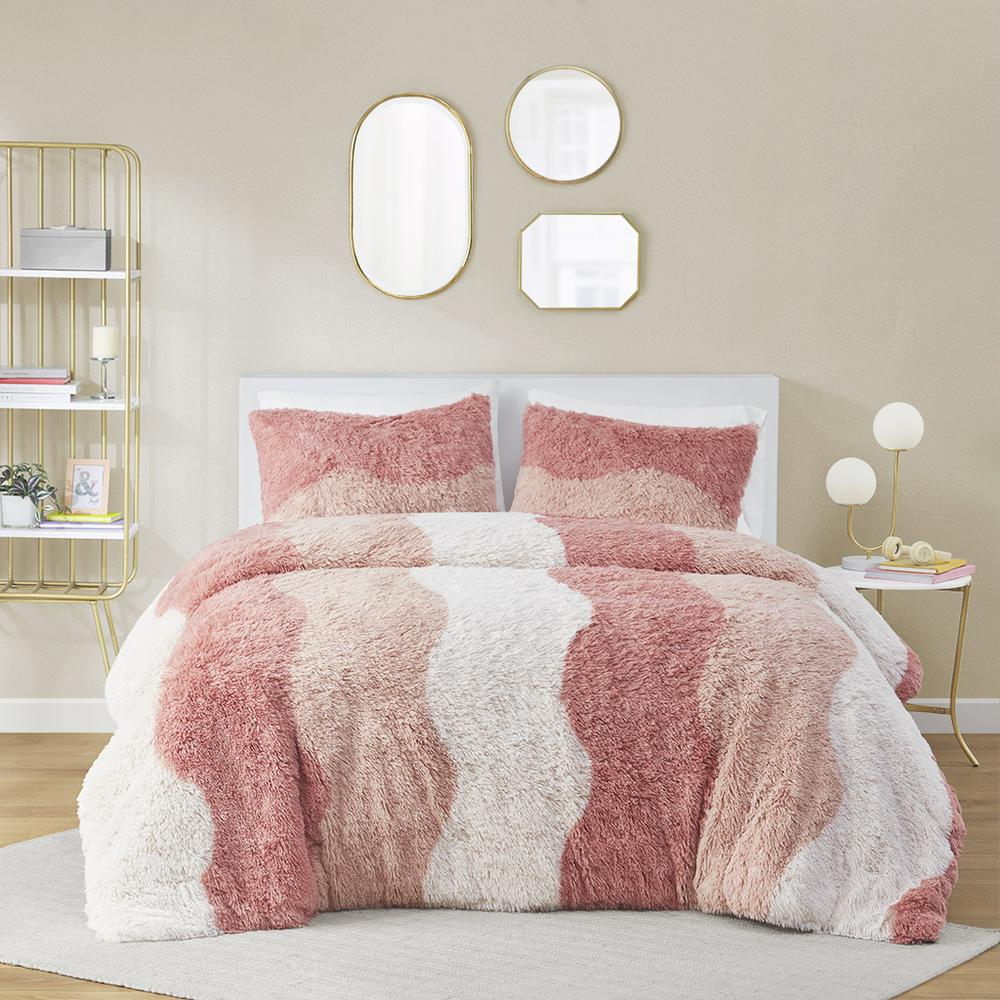 Cassie Ombre Shaggy Faux Fur Comforter Set - Full/Queen