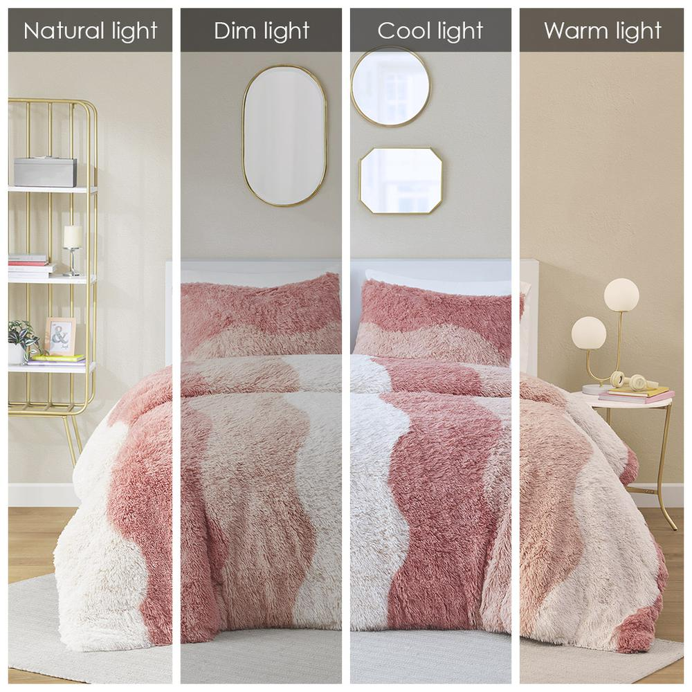 Cassie Ombre Shaggy Faux Fur Comforter Set - Twin/Twin XL